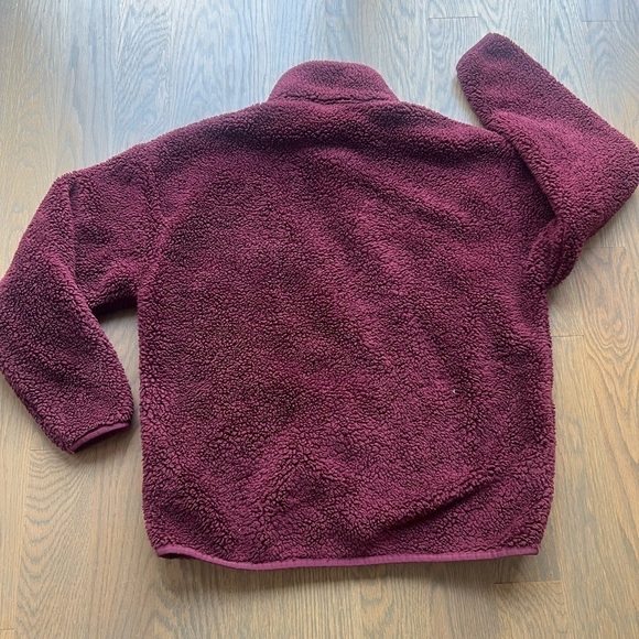 VS PINK Full Zip Fleece Sherpa Jacket coat Burgundy sz M medium y2k K - Picture 6 of 6